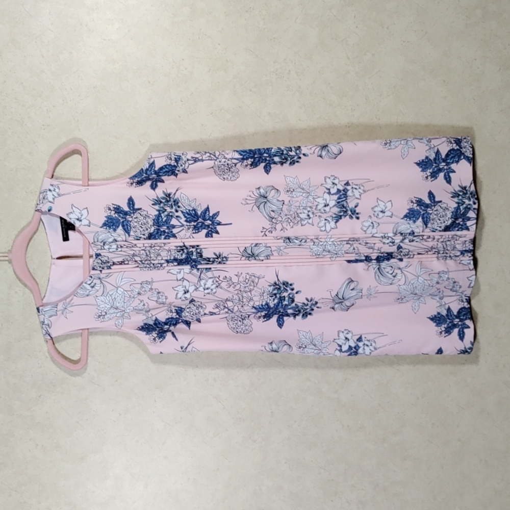 4181 Banana Republic pink w/blue & white floral mini dress 4
